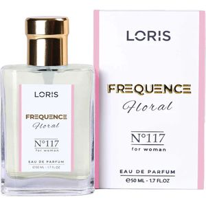 Loris Parfum Frequence Floral - 117 - Damesparfum - 50ML - Eau de Parfum - Basis noten - Musk/Vanille/Cedarhout - Topnoten: Framboos /Rozen - Midden noten: Roze Peper / pioenroos / Jasmijn