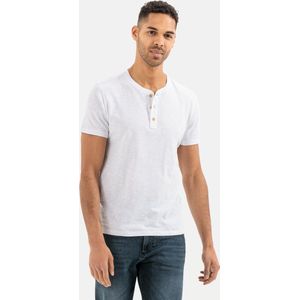 camel active - Henley - Overhemd - Wit - Korte Mouwen - Organic Cotton