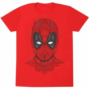 T-Shirt met Korte Mouwen Deadpool Tattoo Style Rood Uniseks - S