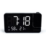 THOMSON - Projectorklokradio - Zwart - FM-radio - Temperatuur - Vochtigheid - Dubbel Alarm - USB-C