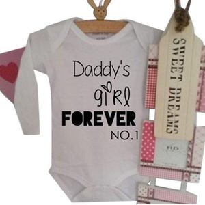 Rompertje baby tekst cadeau eerste vaderdag pappie meisje tekst papa | Daddy’s Girl Forever no. 1 | wit zwart | maat 74-80