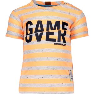 B.Nosy T-shirt game over stripe neon orange ecru melee