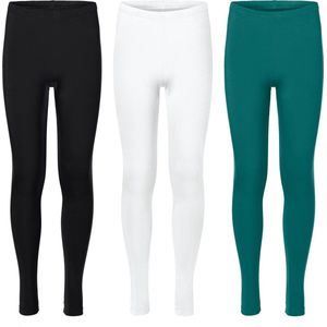 Merry Style Meisjes Leggings - Sport - Vrijetijdsbroek - Lang - Viscose - Sporbroek - 3-Pack - MS-MS10-130-LE-3B - Zwart/Wit/Emeraldgroen - 116