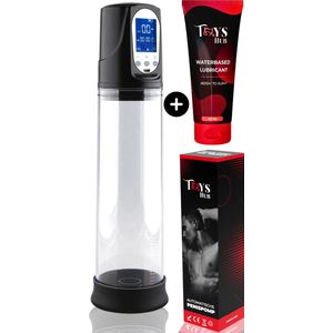 Toys Hub® Automatische Penispomp Deluxe met Glijmiddel - 2 Penisringen & Ebook - Elektrisch - USB Oplaadbaar - LED Scherm - Sex Toys voor Mannen - Penis Vergroter