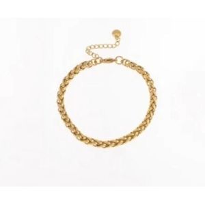 Armband gevlochten kleur goud stainless steel - bracelet color gold - nikkelfree - moederdag cadeau - present - gift - kerst kado tip