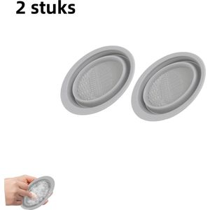 2-delige make-upborstel scrubber - siliconen opvouwbaar - geschikt voor poederdons Beauty Egg reinigingspad - make-uptool reinigingsartefact - grijs