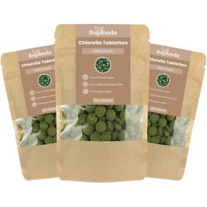 Chlorella Tabletten 100% Puur - 1000 Tabletten - Chlorella is een Bron van Eiwitten, Vitamine B12, Ijzer en Chlorofyl - 500mg Poeder per Tablet