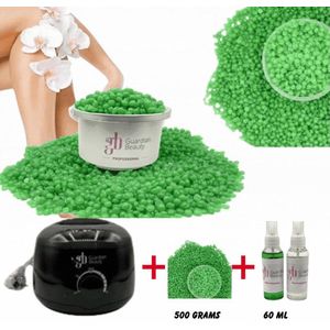 Guardian Beauty Wax Warmer - Ontharingset - Zwart - 500g Aloe Harde Wasbonen - 60ml Pre en Na Wax Spray - Met Gratis 20 stuks Spatels