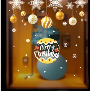 Merry Christmas Grote Raamsticker - XXL- herbruikbaar - raamstickervel - Christmas - Kerst Goud Wit - 40 stuks - Herbruikbaar - Sneeuwvlokken - Kerstmis - Decoratie - Raamdecoratie - Kerstversiering - Raamversiering - Raamtekening - kerstballen
