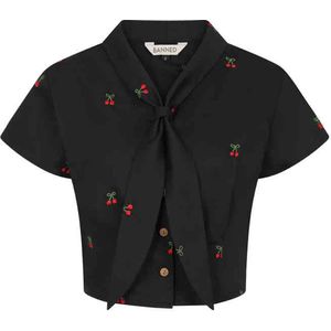 Banned - Cherry Vibes Blouse - XL - Zwart