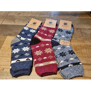 3 Paar - Alpaca Wollen Sokken - Maat 35-38 - Huissokken - Wintersokken - Cadeau Artikel