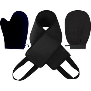 Sovèo® Zelfbruiner Handschoen - Tanning Mitt - Self tan - Handschoen - Rug Applicator - Skin Exfoliator - Zwart