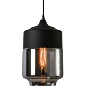 Meeuse-LED - Hanglamp Smokey - E27 - Rond - Inclusief lichtbron A60 - Eetkamer - Woonkamer - Zwart - Glas - Modern - Draadlampen