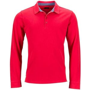 James and Nicholson Heren Polo met lange mouwen (Rood/Blauw)