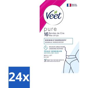Veet - Ontharingsstrips - Bikinilijn - Gevoelige huid - 16 Strips - Voordeelverpakking - 24 stuks