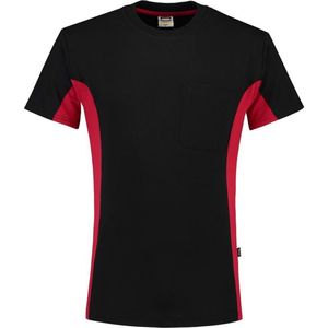 Tricorp T-shirt Bicolor Borstzak 102002 Zwart / Rood - Maat 3XL