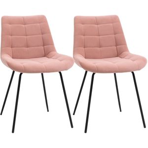 Eetkamerstoelen set van 2 - Stoelen - Keukenstoelen - Stoel - Roze - 50 cm x 61 cm x 79 cm