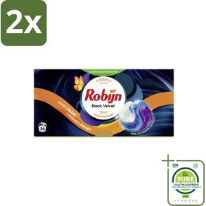 Robijn – 3-in-1 Wascapsules – Black Velvet - 26 Capsules - Voordeelverpakking - 2 stuks - Zwarte was - Donkere was