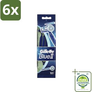 Gillette - Blue 2 - Wegwerpscheermesjes - Chromium Coating - 10 Scheermesjes - Voordeelverpakking - 6 stuks - Wegwerpscheermesjes - Scheermesjes