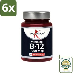 Lucovitaal - Vitaminen - B12 - 1000 Micogram - Kersensmaak - 60 Kauwtabletten - Voordeelverpakking - 6 stuks - Geheugen - Concentratie