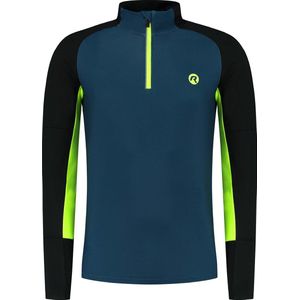 Rogelli Enjoy II Hardloopshirt - Lange Mouwen - Heren - Blauw, Zwart, Fluor-Geel - Maat 2XL