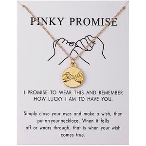 Bixorp Luck Gouden Dames Ketting met Rondje - ""Pinky Promise"" - 45/50cm - Cadeau voor Vrouw - Goudkleurig