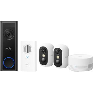 eufy - Video Deurbel C30 + eufyCam C35 - Beveiligingsset - Incl. 2 Camera, HomeBase Mini, Chime & SD Kaart