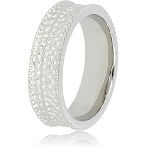 My Bendel Brede zilverkleurige ring met structuur - Brede zilverkleurige ring met structuur - Met luxe cadeauverpakking