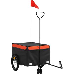 vidaXL - Fietstrailer - 45 - kg - ijzer - zwart - en - oranje