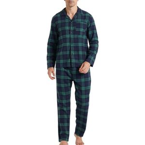 Zachte Flanellen Heren Pyjama Set met Lange Mouwen