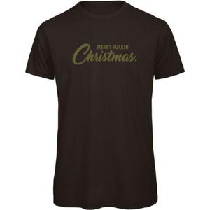 Kerst t-shirt zwart M - Merry fuckin' Christmas - olijfgroen - soBAD. | Kerst t-shirt soBAD. | kerst shirts volwassenen | kerst t-shirts volwassenen | Kerst outfit | Foute kerst t-shirts
