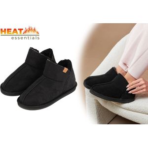 Heat Essentials - Suede Pantoffels Dames - Zwart - 41/42 - Dames Pantoffels - Sloffen Dames