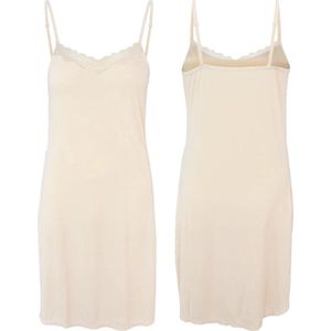 Gaubert Onderjurk / Slipdress - Spaghetti bandjes - Kanten gladde onderjurk - Wit - Zwart - Beige - Kant - L - Beige