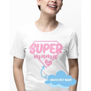 Moederdag Cadeau - Super Mama shirt - Cadeau MET NAAM - Dames shirt