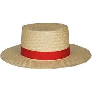 Stro Gondeliers hoed met rood lint