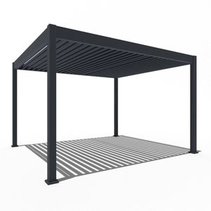 Orion Deluxe elektrische overkapping met LED - 360 x 400 cm - antraciet - Elektrisch lamellen dak en Luxe uitstraling - Volledig Aluminium terrasoverkapping met LED verlichting - Perfect te gebruiken als Tuinprieel / Carport / Veranda / Pergola