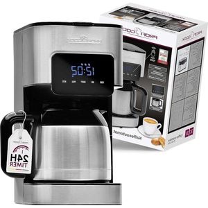 Koffiezetapparaat met timer en thermoskan - verse koffie in de ochtend - dubbelwandige thermoskan roestvrij staal PC KA 1191