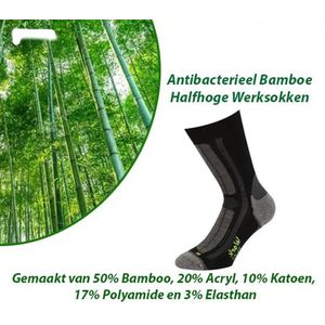 6-Paar Antibacterieel Bamboe Halfhoge Werksokken 46-47
