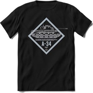 T-Shirtknaller T-Shirt|A-34 Leger tank|Heren / Dames Kleding shirt|Kleur zwart|Maat M
