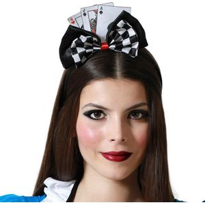 Verkleed haarband diadeem Casino thema - zwart/wit - meisjes/dames - met speelkaarten