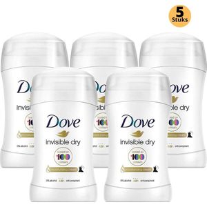 Dove Invisible Dry Deodorant Stick - Anti Transpirant Deo Stick met 0% Alcohol - 48 Uur Zweetbescherming - Deodorant Vrouw - 5-Pack
