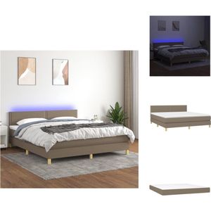 vidaXL Boxspring - LED - Taupe - 180 x 200 cm - Pocketvering matras - Bed