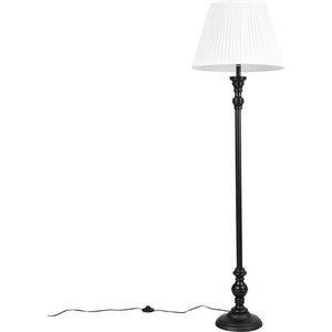 QAZQA classico - Klassieke Vloerlamp | Staande Lamp met kap - 1 lichts - H 161 cm - Wit - Woonkamer | Slaapkamer | Keuken