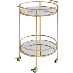 Kare Design Bartrolley tafel glas goud met wielen