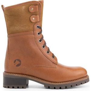 Travelin Myre - Enkellaarzen - Dames - Cognac Leer - Wol Gevoerd