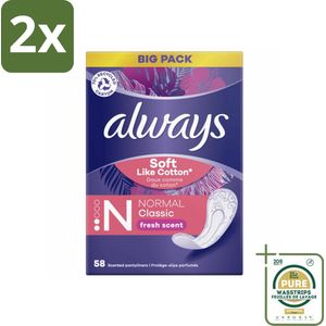 Always - Inlegkruisjes - Normal - Fresh - Voordeelverpakking - Voordeelverpakking - 2 stuks - Frisheid - Incontinentie