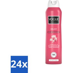 24 x Vogue Enjoy Parfum Deodorant 150 ml - Parfum Deodorant - Vrouwen Deodorant - Langdurige Geur - 24 Uur Bescherming - Geur Van Mandarijn