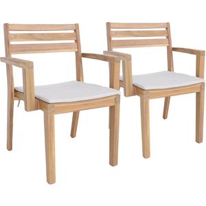 sweeek - Set van 2 tuinstoelen merina van acaciahout met kussen, 59 x 55 x 81 cm
