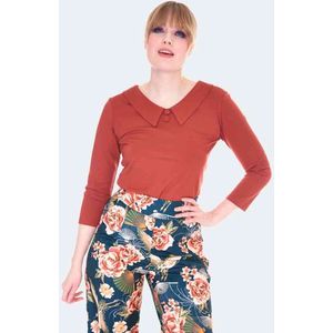 Voodoo Vixen - Wide Collar Rust Jersey Longsleeve top - XS - Oranje