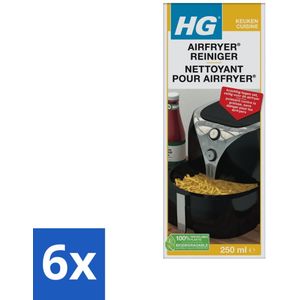 HG - Airfryer Reiniger - Krachtig Tegen Vet - Inclusief Kwastje - 5 Schoonmaakbeurten - 250 ml - Voordeelverpakking - 6 stuks